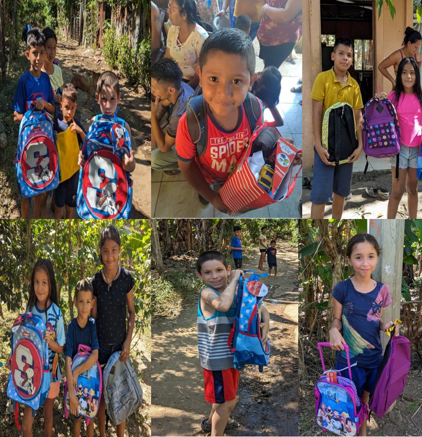 Boruca children receiving school suplies