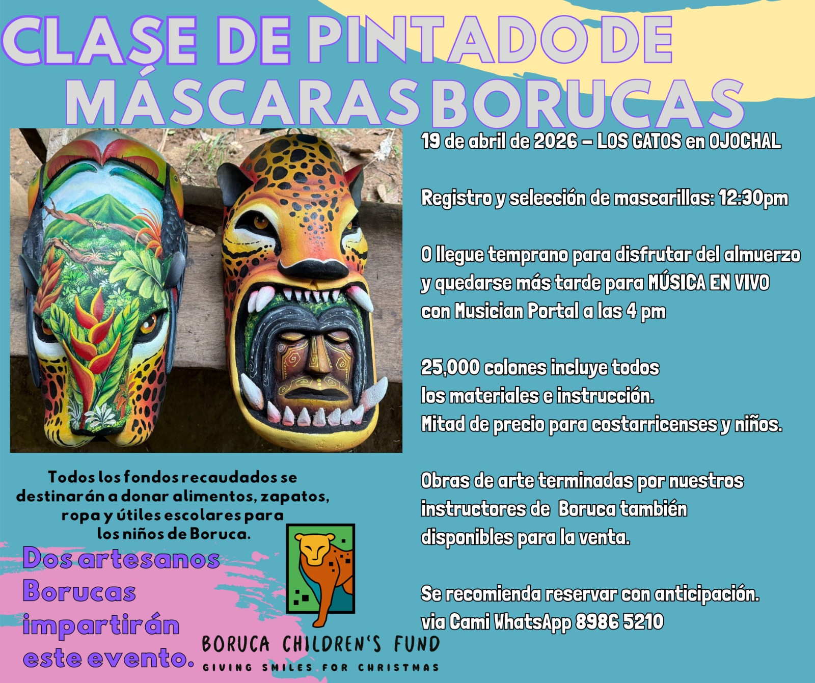 Evento de pintado de máscaras borucas